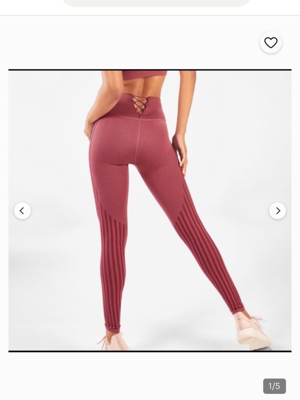 Fabletics Rose-Mauve Lace-Back Seamless Leggings SZM